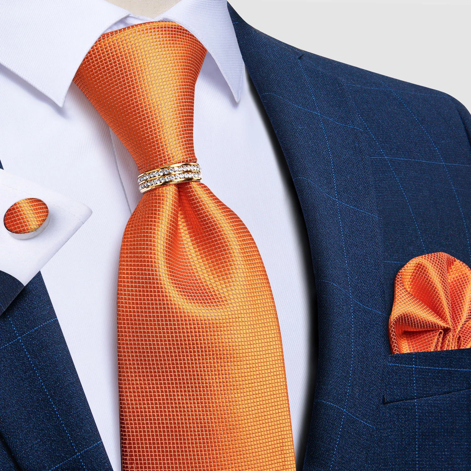 Corbata lisa de seda naranja de 8cm para hombre, boda fiesta de pañuelo para conjunto de gemelos, trajes informales, regalo, y pañuelos de hombres| - AliExpress