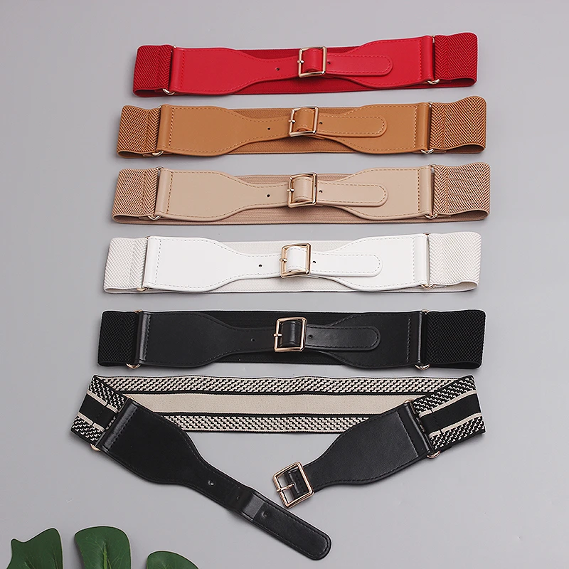 Women fashion designer stretch belt spring summer 2021 black brown