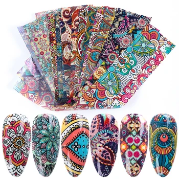 

16pcs Retro Nail Foil for Manicure UV Gel Polish Sticker Colorful Flowers Design Adhesive Decal Nail Art Decoration Wraps