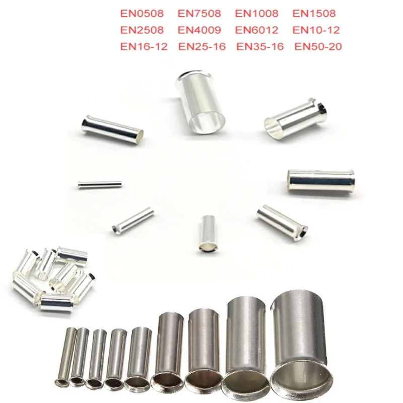 AWG Non-Insulated Wire Connector Ferrules Electrical Cable Terminal Copper Bare Tinned Crimp Terminal 100PCS 0.5mm2-16mm2 22-10