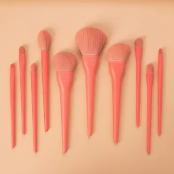 

GUJHUI 10 PCS candy red Makeup Brush Eye Shadow Foundation Brush Concealer Contour Lip Nose Shadow Powder Beauty Tools Set