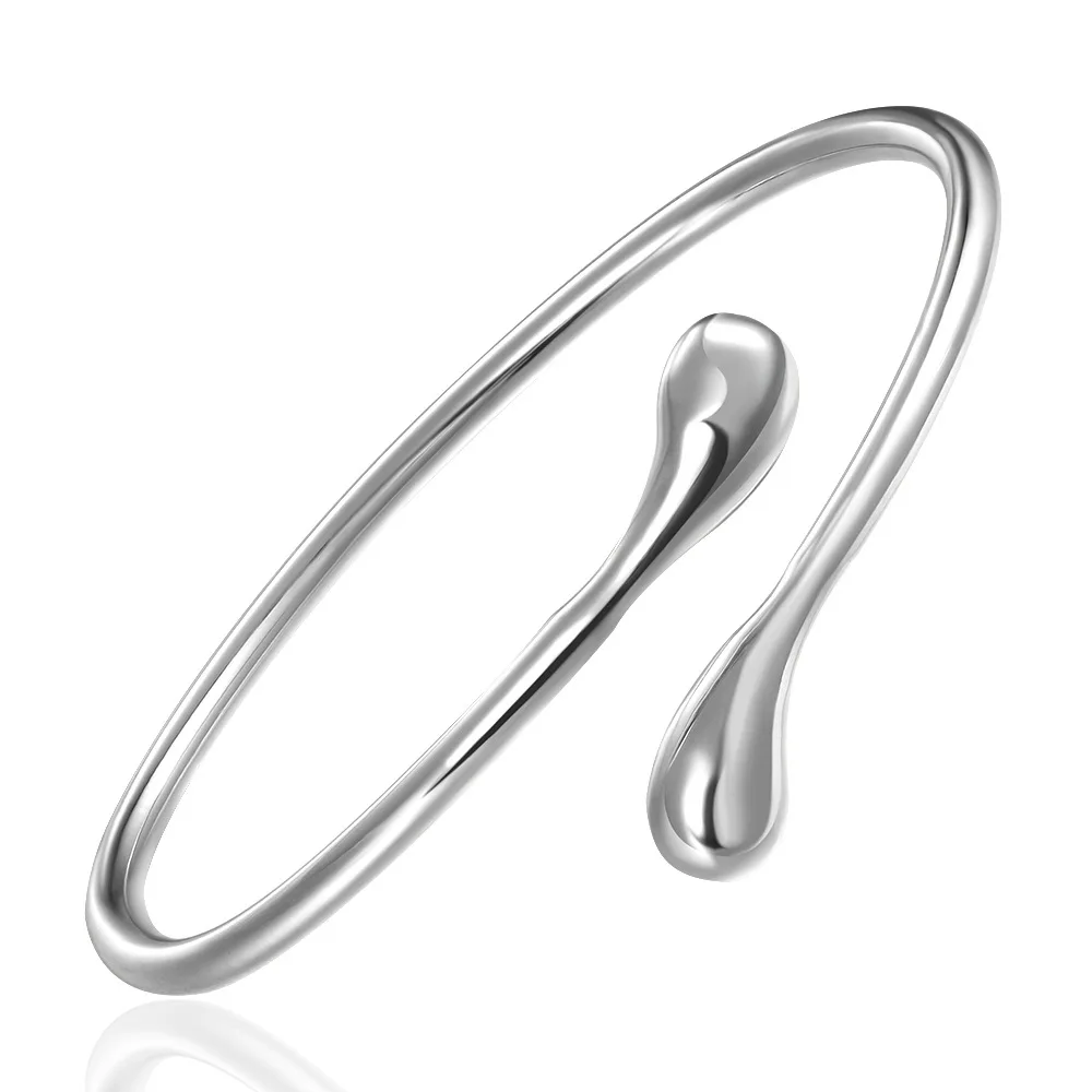 silver Модные женские каффы Капли Браслет серебристого цвета Круглые головки свадебный браслет для женщин ювелирные аксессуары оптом - Окраска металла: silver