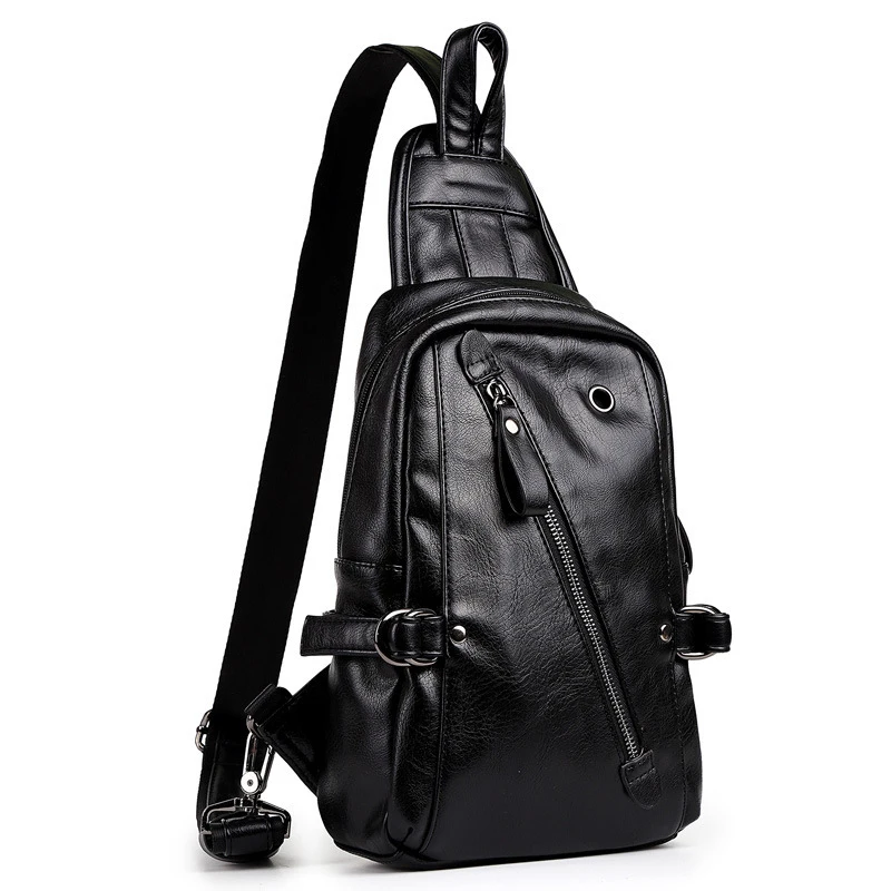 Chest Bags Men's Shoulder Bag PU Shoulder Chest Casual Outdoor Sports Bag Shoulder Messenger Bag