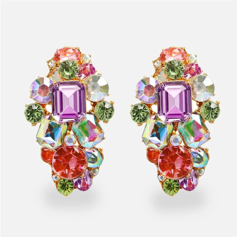 Модные роскошные разноцветные хрустальные серьги ZA для женщин в стиле панк большие шикарные Эффектные серьги Свадебные украшения для вечеринок - Окраска металла: TS19070323