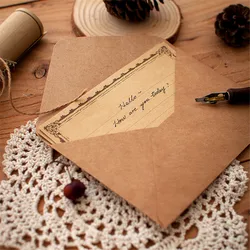 Enveloppes en papier Kraft Vintage, ensemble de lettres avec autocollants, bloc notes rétro, papeterie pour Invitations de noël, fournitures de bureau 