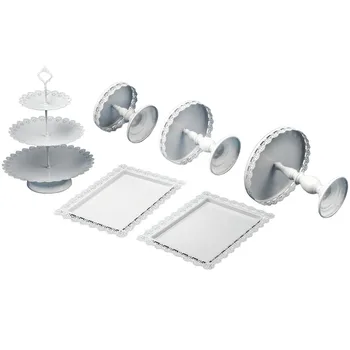 

6pcs White Crystal Cake Stand Cupcake Dessert Platter Holder Wedding Party Decor Holder Evening Party Decoration
