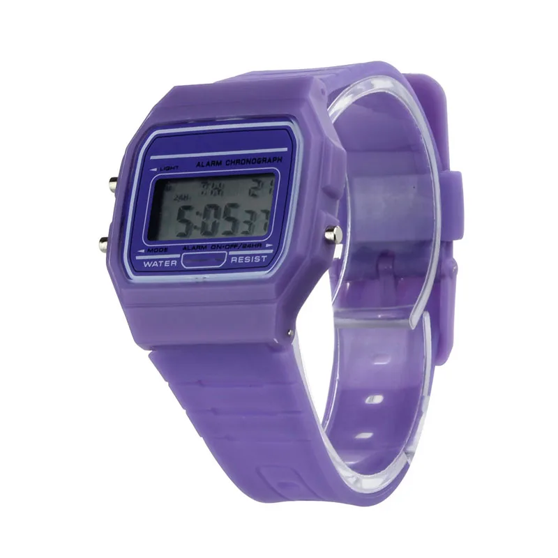 Силиконовый ремешок Ретро Винтажные цифровые часы для мальчиков и девочек мужские Relojes Hombre винтажные Relogio Feminino Masculino Erkek Ko - Цвет: Фиолетовый