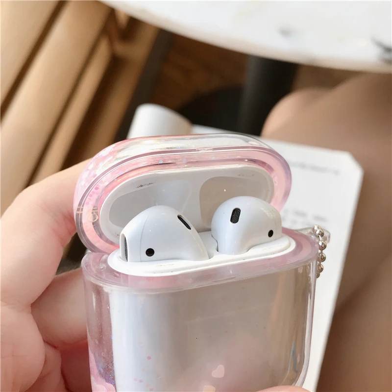 Для Airpods 2 Блестящий жидкий зыбучий песок чехол для Airpods прозрачный беспроводной Bluetooth защитный чехол для наушников