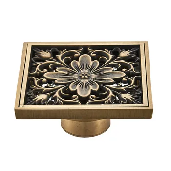 

Euro Floor Drains Antique Brass Shower Floor Drain Bathroom Deodorant Euro Square Floor Drain Strainer Cover Waste