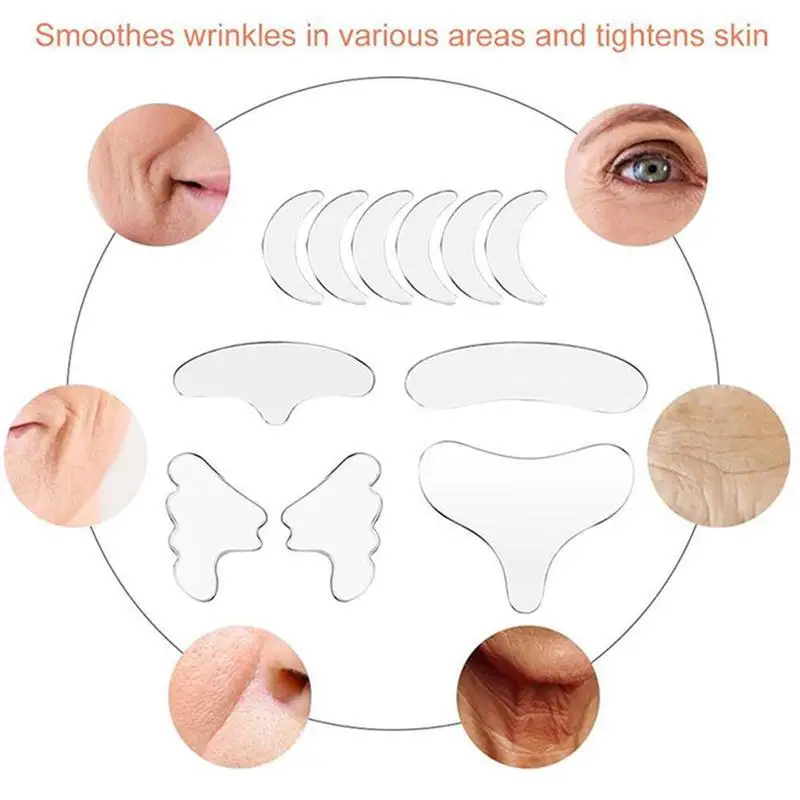 2/11/16/18pcs Reusable Silicone Wrinkle Removal Sticker Face Forehead Neck Eye Sticker Pad Anti Wrinkle Aging Skin Lifting Care