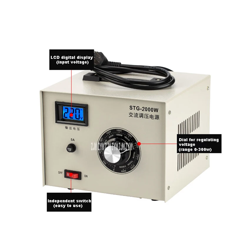STG-2000W источник питания с регулятором напряжения переменного тока однофазный Красный медный катушка регулятор напряжения Регулируемый источник питания трансформатор