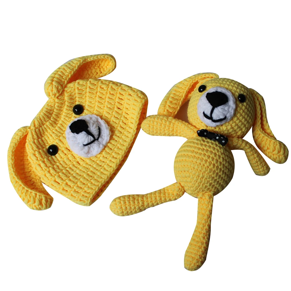 Focusnorm 0-24M Newborn Baby Girl Boy Animal Shaped Hat Knitted Doll 2PCS Set - Цвет: H