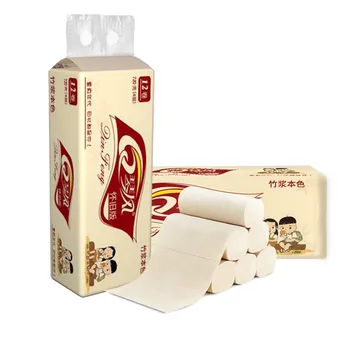 

4 Plyer Soft Coreless Native Wood Pulp Toilet Paper Disposable Tissue Bamboo Pulp Paper towels 12 Roll In stock Toiletpapier