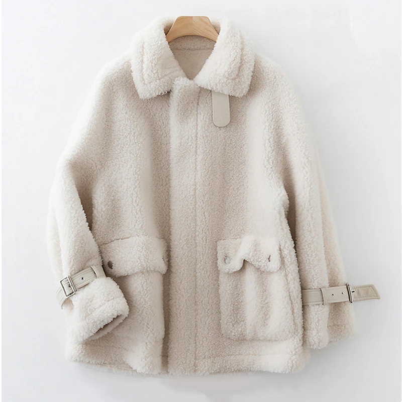 Beige Женское пальто из искусственного меха, повседневное меховое плотное теплое пальто из искусственного меха ягненка, свободное зимнее пальто, женское бежевое меховое пальто - Цвет: Beige
