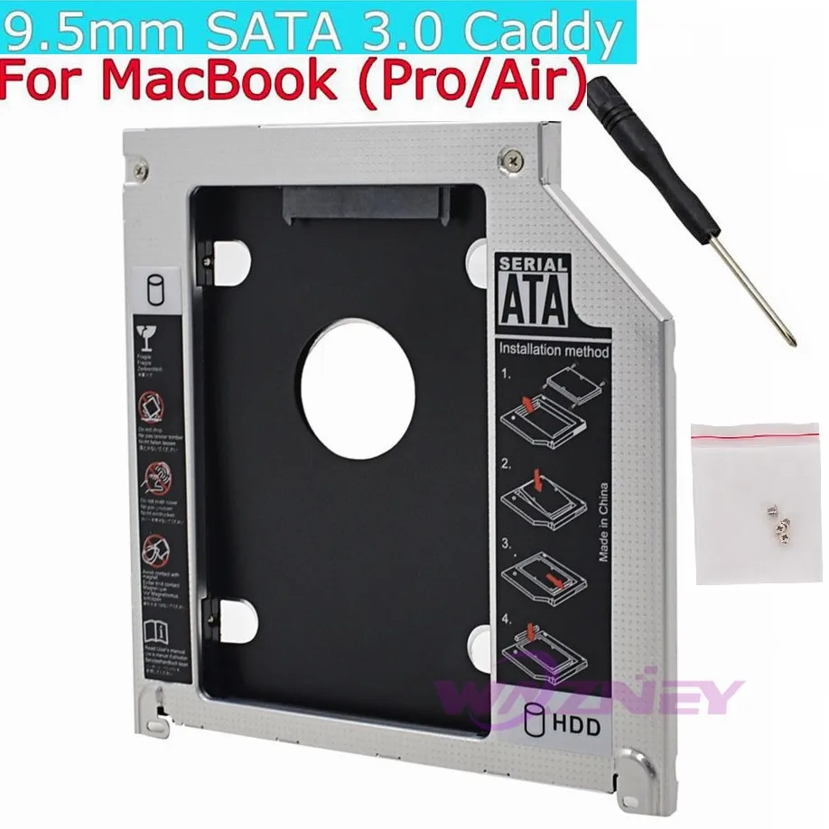 50set 2nd SATA 3.0 HDD SSD Hard Drive Caddy Bay 9.5mm 9mm Disk DVD CD