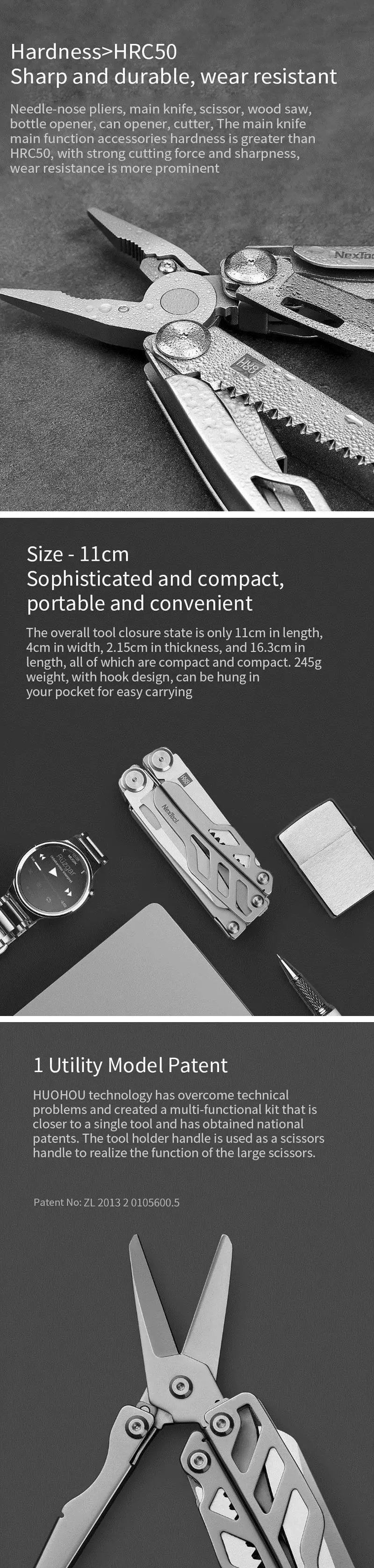 Xiaomi Mijia huohou Многофункциональный карманный складной нож 420J2 плоскогубцы из нержавеющей стали длинный нос резак для веревок нож подарок для мужчин