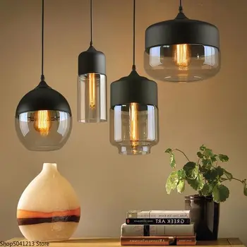 

Nordic Single Head Glass Led Chandelier Modern Simple Loft Lamp Bar Restaurant Living Room Individual Creative ceiling lamp