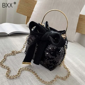 

[BXX] Luxury Sequins Bowtie Crossbody Bags For Women 2020 Spring Handbags Brand Designer Ladies Shoulder Messenger Bag HL271