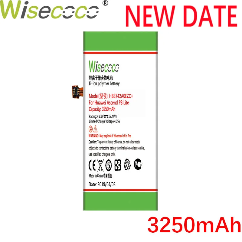 Wisecoco 3250 мАч HB3742A0EZC батарея для huawei P8 Lite Ale-l21 l23 l02 l04 мобильный телефон последняя продукция с номером отслеживания