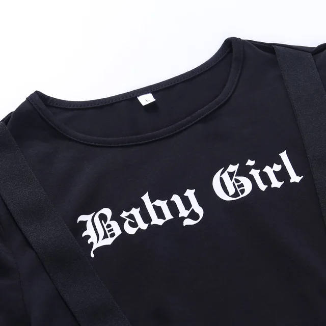 Hollow out t-shirt with baby girl print