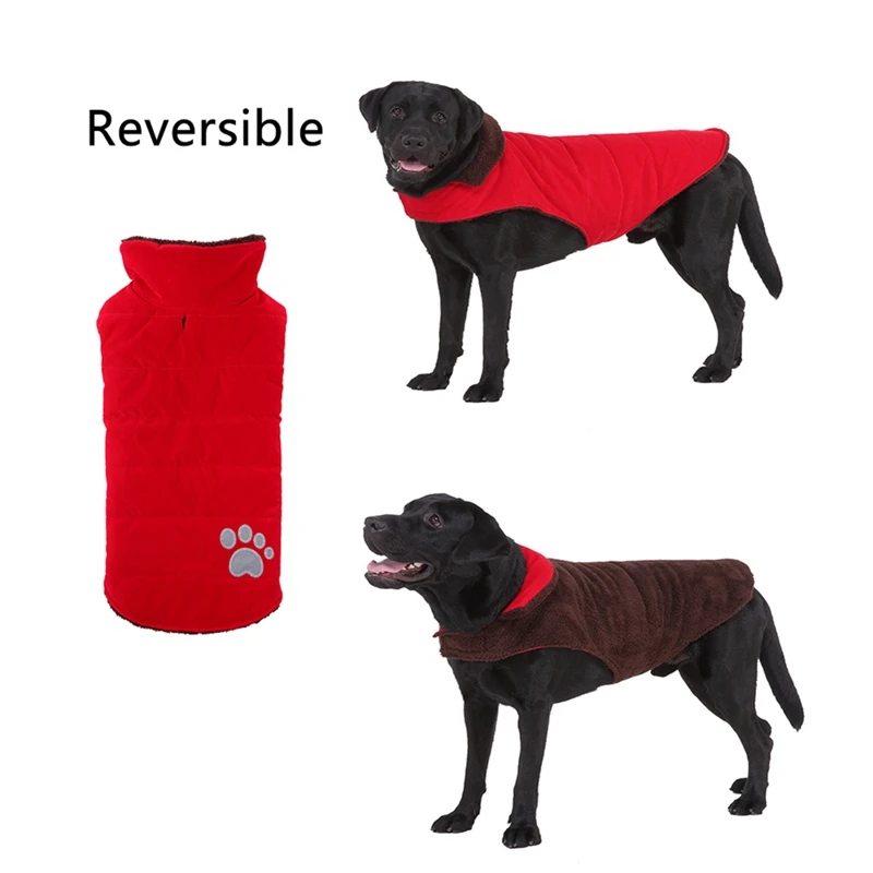 

Dog Clothes Waterproof Dog Jacket Winter Warm Fleece Lining Coat For Medium Large Dog Double-sided Coat Warm Pet Jacket
