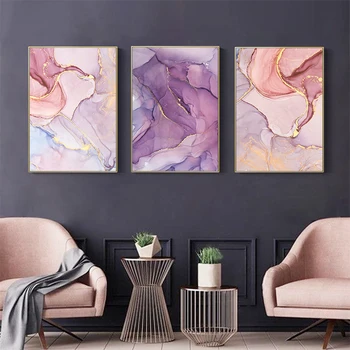 

Modern Abstract Canvas Painting Nordic Colorful Golden Scandinavian Poster Wall Art Print Pictures Living Room Home Decoration