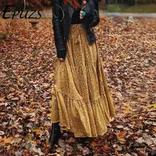 Летняя длинная юбка в стиле бохо леопардовая юбка с высокой талией Женская с эластичной завязкой в талии Повседневная Макси юбка шикарная Женская saias