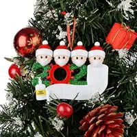 2020 Quarantine Christmas Party Decoration New Year Gift Santa Claus with Mask Personalized Hanging Ornament Social Distancing