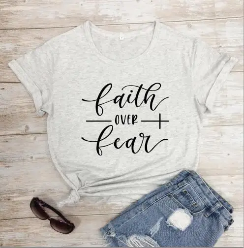 marble---black text Faith Over Fear футболка для христианина Религия Костюмы для Для женщин вера рубашка Графический бесстрашный лозунг Винтаж гранж топы для девочек футболки для девочек - Цвет: marble---black text