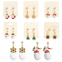 Рождественские серьги для женщин, милые очаровательные длинные серьги для девочек, парные рождественские женские ювелирные изделия, Короткие серьги, парные рождественские подарки