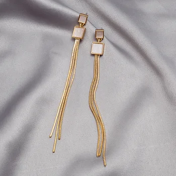 

New Korean Style Women's Earrings Square Long Tassel Simple Trend Drop Earrings for Girls Fashion Jewelry Accessories