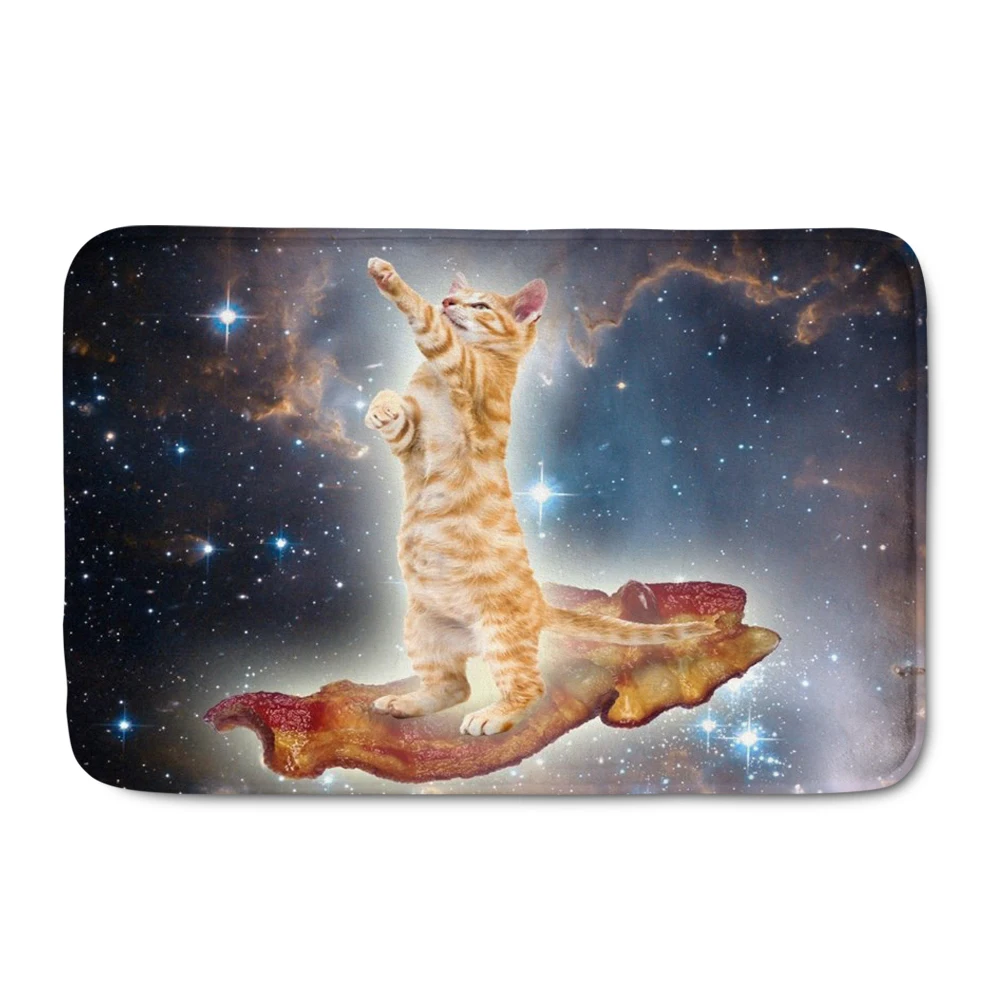 Upetstory Galaxy Cat коврик с принтом для входной двери Фланелевое Впитывающее кухонное коврики Придверные для ванной нескользящий Придверный коврик - Цвет: YY0735CN