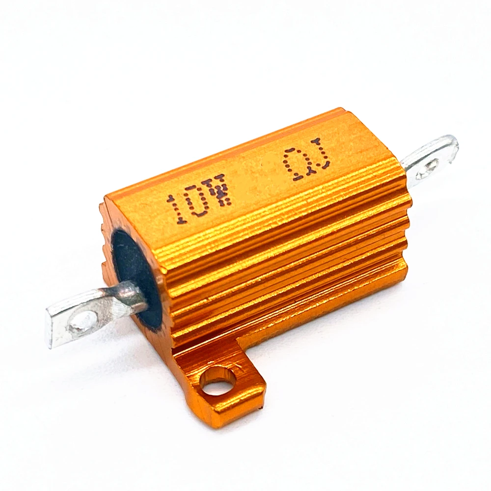

2PCS RX24 10W 10R 100R 0.1R 10RJ Wire Wound Resistor Metal Shell Aluminium Golden Resistor 10Watt 10 Ohm Resistance