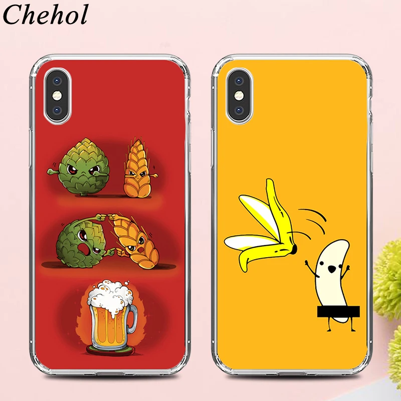 Funny Cartoon Phone Cases for IPhone 11 Pro 8 7 6s Plus X XS MAX XR Fruit Case Soft TPU Silicone Fitted Back Covers Accessories | Мобильные