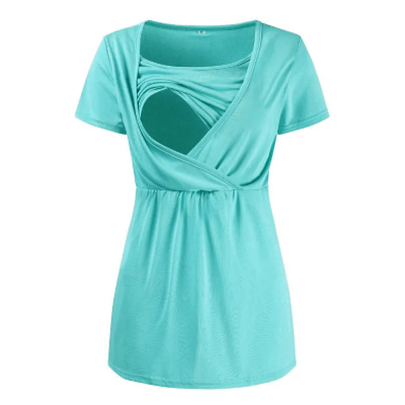 

Summer Nursing Tops Maternity Clothes Solid Breastfeeding T-shirts Feeding Tees Pregnancy Tops For Pregnant Women Clothing