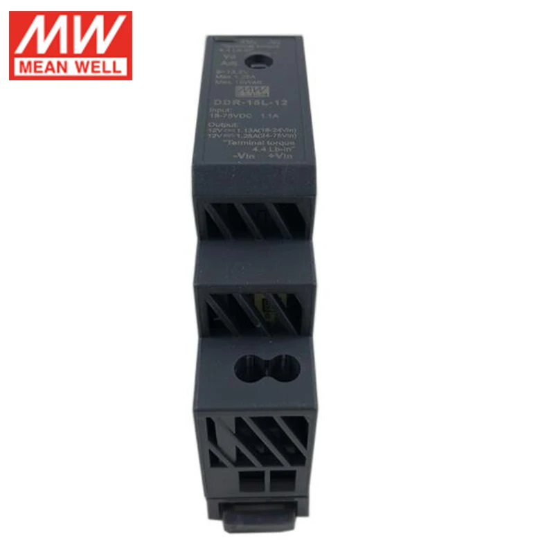 MEAN WELL DDR-15L-12 15 Вт DIN Rail input вход преобразователя 18-75 В постоянного тока до 12 В постоянного тока 1,25 а 15 Вт Средняя мощность питания(24/48В постоянного тока до 12В постоянного тока