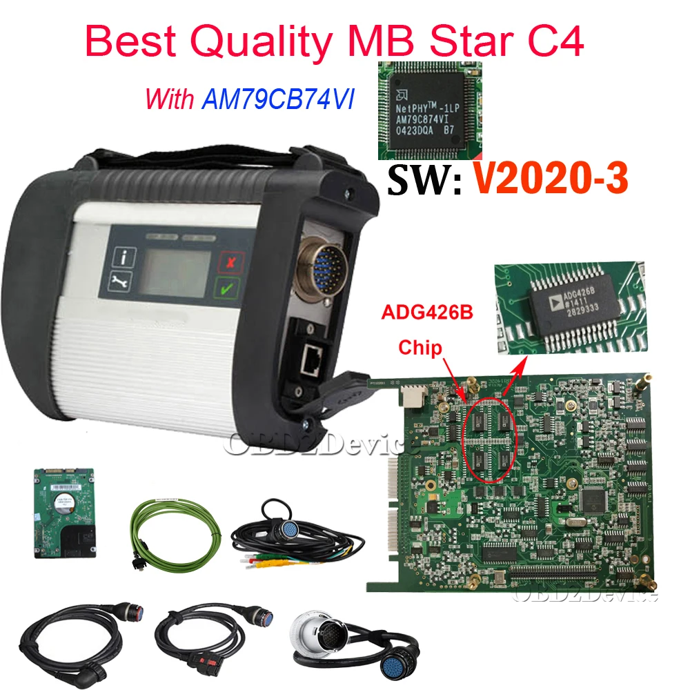 Лучшее Качество MB Star C4 SD соединение с чипом ADG426B Звездная Диагностика программным