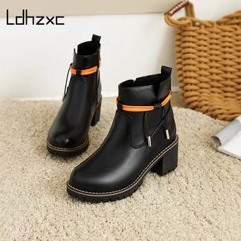 baratas Ldhzxc Mulher Botas De Outono Das Mulheres Senhoras Plataforma Grossa Preto Plutônio Couro Tornozelo Botas Punk Goth Nova Chegada 2020