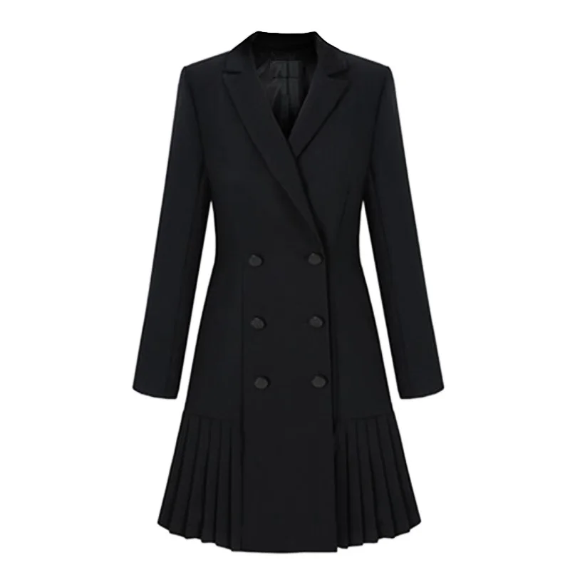 Blazer Dress Women 2021 Autumn Fall Long Sleeve Suit Jacket Elegant Formal Office Ladies Double Breasted White Black Vestidos