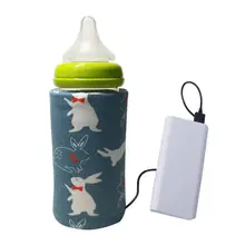 Изоляционная Крышка для детских бутылочек, USB портативная Толстая теплая Универсальная крышка, мультяшный принт, постоянная температура, нагревательный чехол