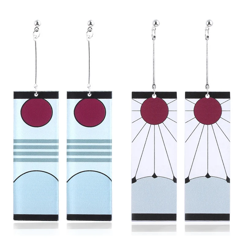

Hot earrings Demon Slayer Kimetsu no Yaiba Earrings Kamado Tanjirou Japanese Cosplay Prop Stud Dangling Earring