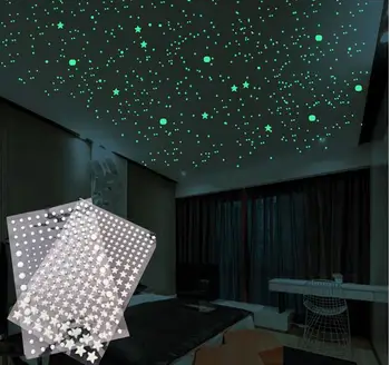 

202 pcs/set 3D Bubble Luminous Stars Dots Wall Sticker kids bedroom home decoration decal Glow in the dark DIY Sticker