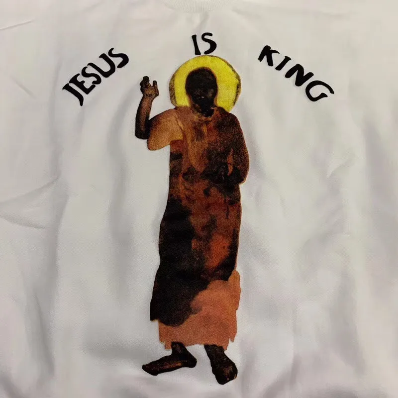 Новинка Kanye West, цельная толстовка с круглым вырезом и надписью Jesus is king, мужская и женская модная повседневная худи с королем Jesus Is
