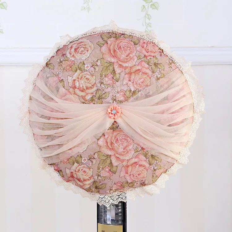 Manufacturers Direct Selling Wholesale Supply Lace Fabric Circle Double Layer Dustproof Rose Gold Lines Fan Cover