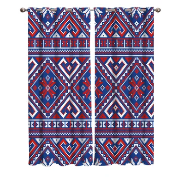 

Scandinavian Style Snowflake Pattern Blue Red Blend Window Curtains Living Room Curtain Kitchen Curtains Home Decor