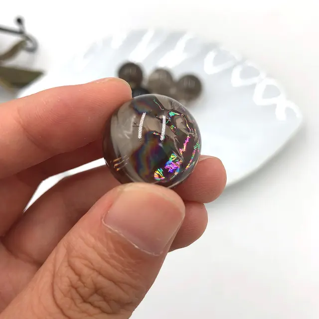 1Pc Természetes Kis Füstös Kvarc Szivárványgömb Kristálygömb Gyógyító Kő Reiki Polírozott Otthoni Szoba Dekoráció Ajándék Fengshui 2-3Cm