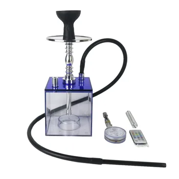 

luxury Square Acrylic chicha Hookah Shisha Cup Flavour With LED Light Sheesha Smoking Accessories Nargile for Shisha Hookah Set