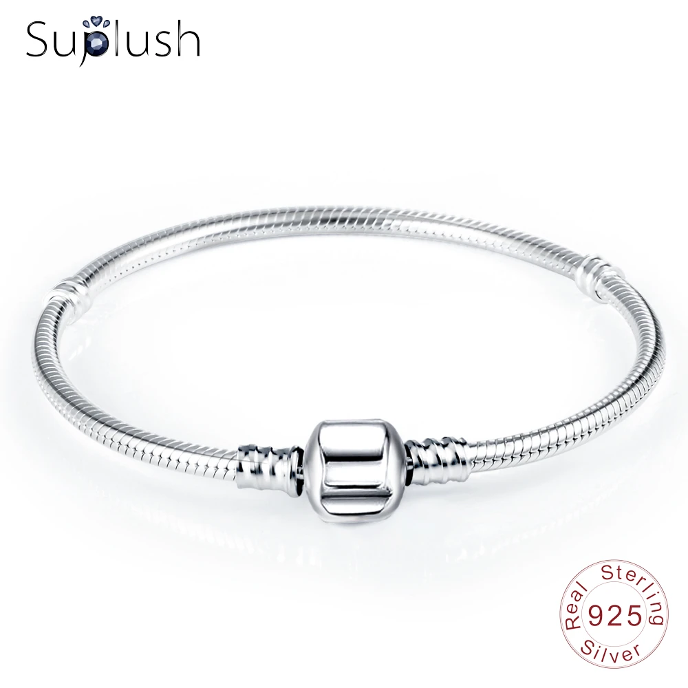 Suplush 925 Sterling Silver Snake Chain Basic Chain DIY Bracelet for Women Fashion Jewelry Silver 925 Gifts For Women