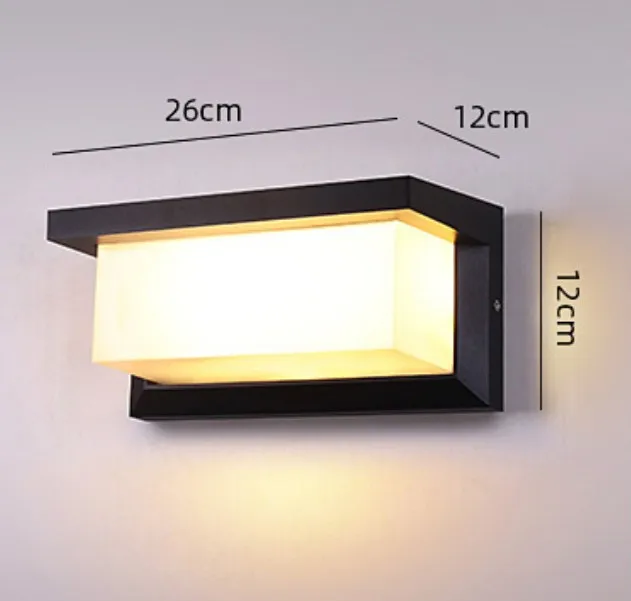 Outdoors Motion Sensor Rectangle Simple Home Use Modern Waterproof Radar Wall Lamp LED Light Courtyard Garden