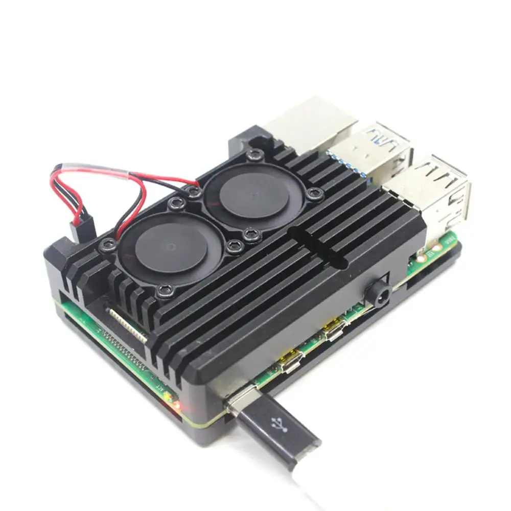 Металлический корпус 4 поколения для Raspberry Pi 4 поколения B+ алюминиевый сплав коробка 4B радиатор аксессуары - Цвет: with fan